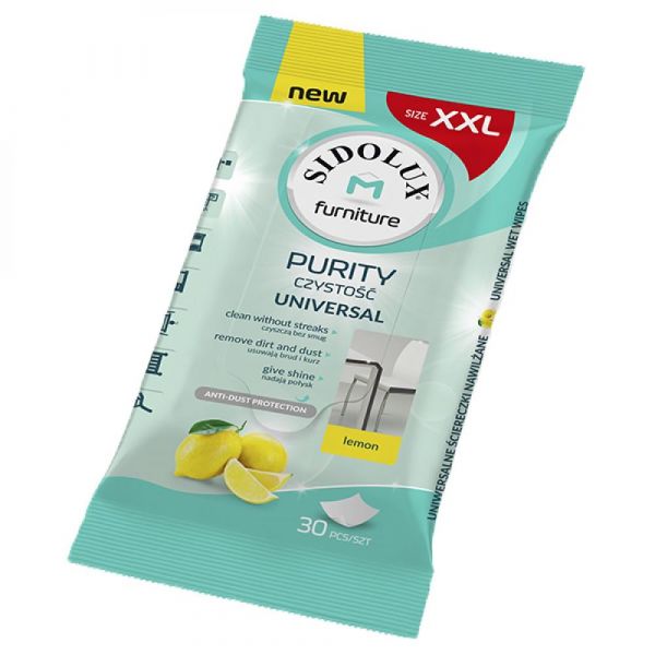Sidolux Purity M, univerzální vlhčené ubrousky, Lemon 30ks